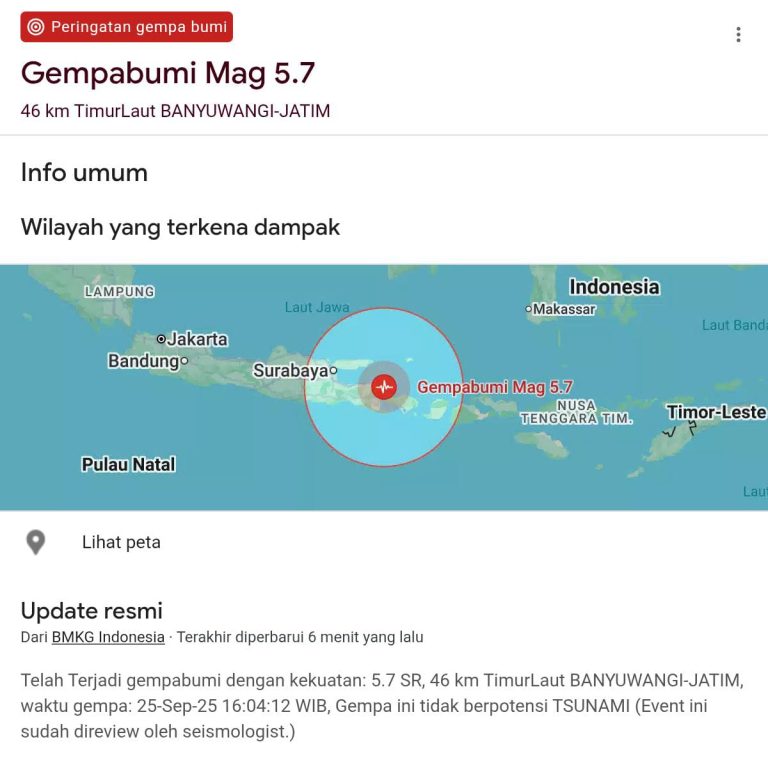 Gempa Bumi 5,7 SR Bikin Warga Berhamburan