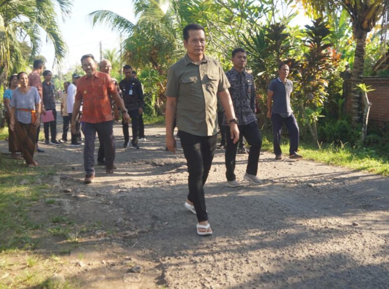 Bupati Jembrana Tinjau Jalan Rusak di Desa Baluk, Hotmix Dimulai Juni